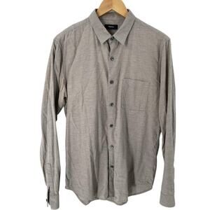 Theory 100% Cotton Taupe Men's Flannel Button-Up Shirt - $245